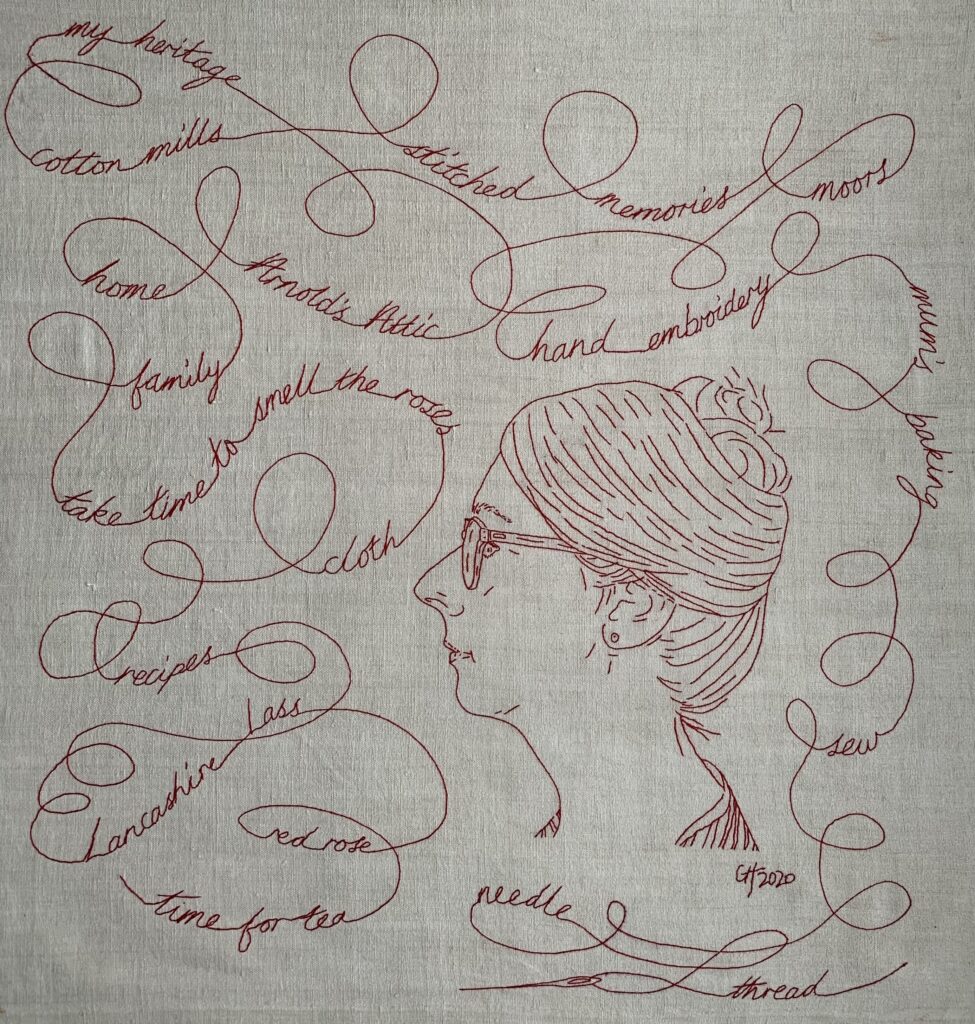 hand embroidered Self Portrait exhibition submission