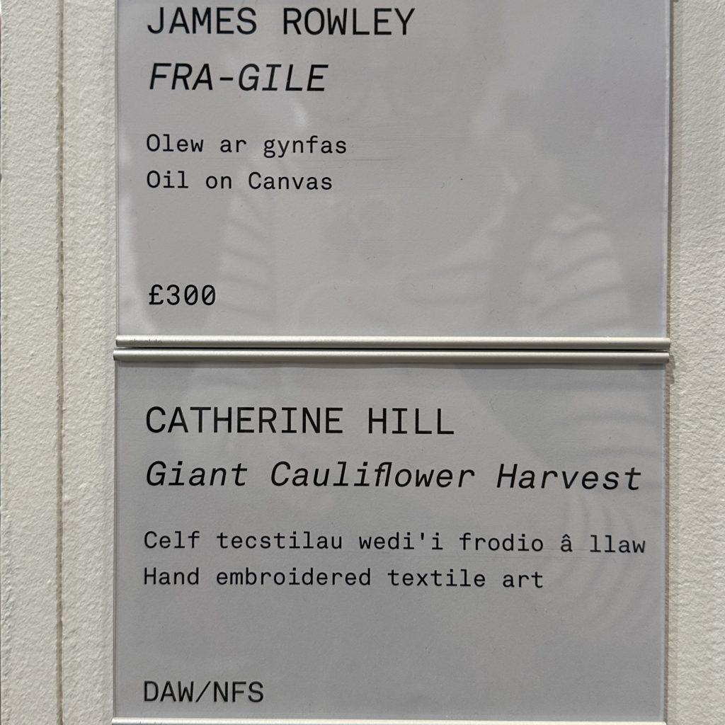 The artworks were labelled in English and Welsh.